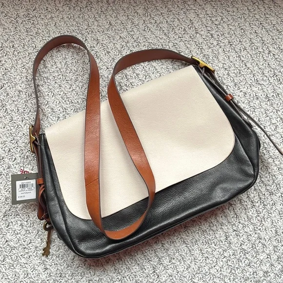 Fossil Bags Black White And Brown Fossil Purse Poshmark